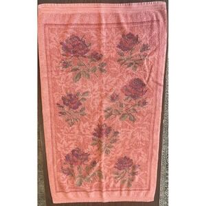 Vintage Lady Pepperell Vintage Bath Towel Maroon Red Floral Roses